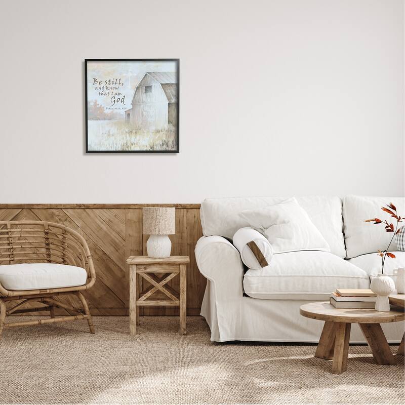 Stupell Religious Psalm Verse Rural Country Barn Farmland Framed Wall Art, Design by White Ladder