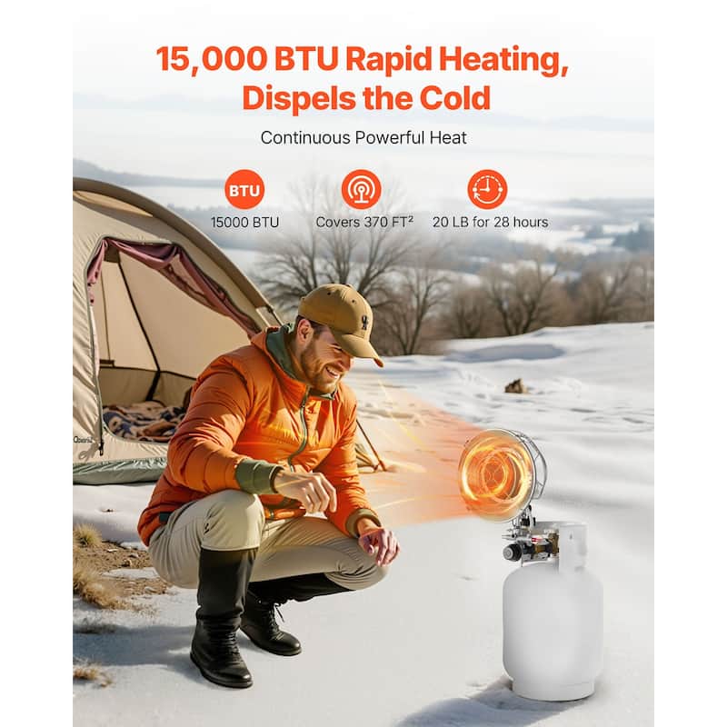 15000 BTU Propane Gas Heater with Stepless Temperature Control - 8.66 x 12.80 x 5.71 inches