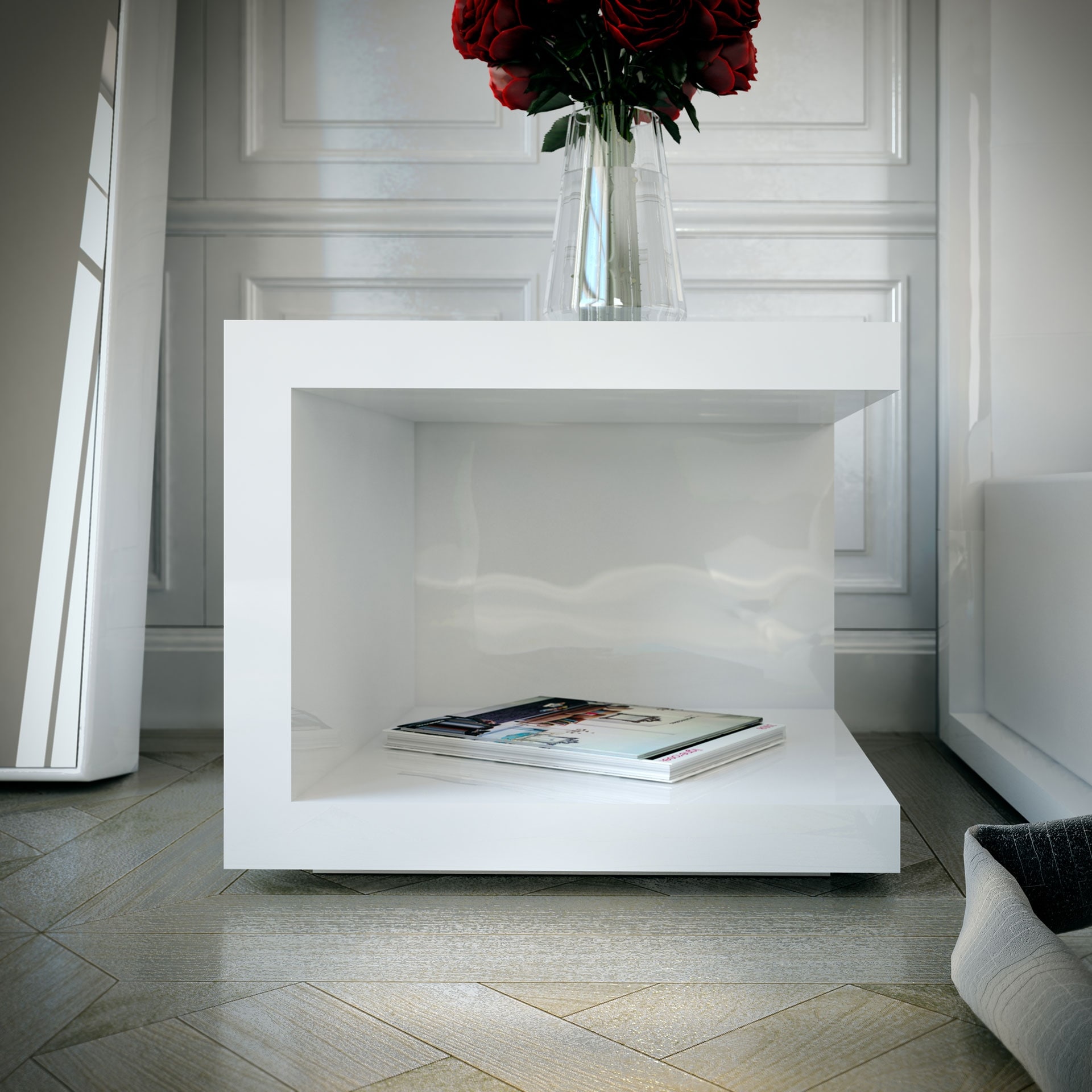 Ludlow Side Table in Glossy White - Bed Bath & Beyond - 33465579