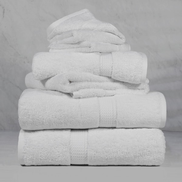 Superior Egyptian Cotton 6 Piece Towel Set Ultra Plush & Absorbent Bath, Hand & Face Towels, Heavyweight Spa Quality - 6-Piece Set - White