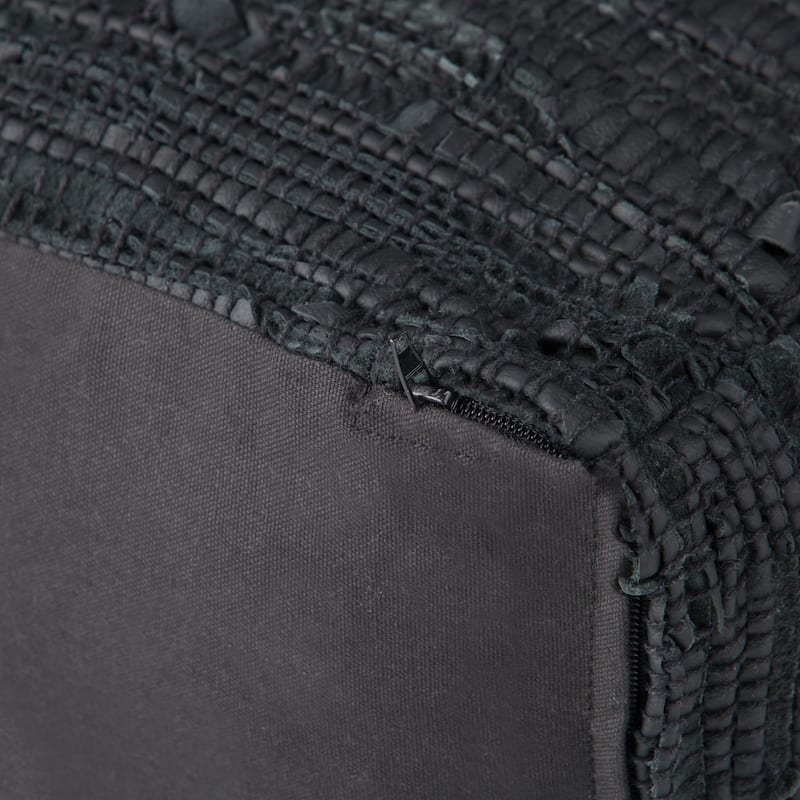 WYNDENHALL Garcia Boho Square Pouf in Woven Genuine Leather