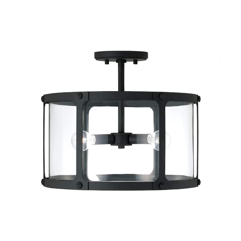 Brennen 3-light Black Iron Convertible Pendant/ Semi-Flush Mount