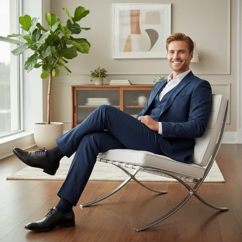 Mid Century Tufted Top Grain/ Faux Leather Upholstered Lounge Chair