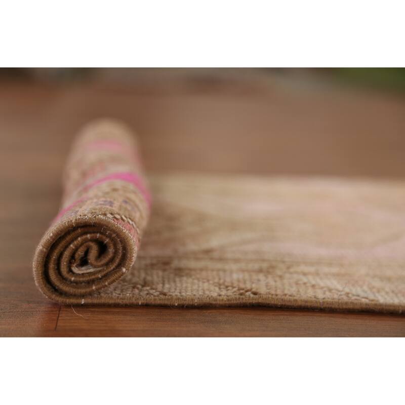 Hand Knotted Oriental 100% Wool Carpet Transitional Geometric Purples Anatolian Area Rug - 2' 11'' X 1' 9''