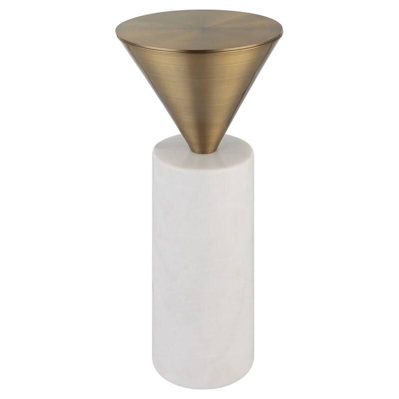 Uttermost 25250 Top Hat 9" Wide Marble, Steel Table - Brushed Brass