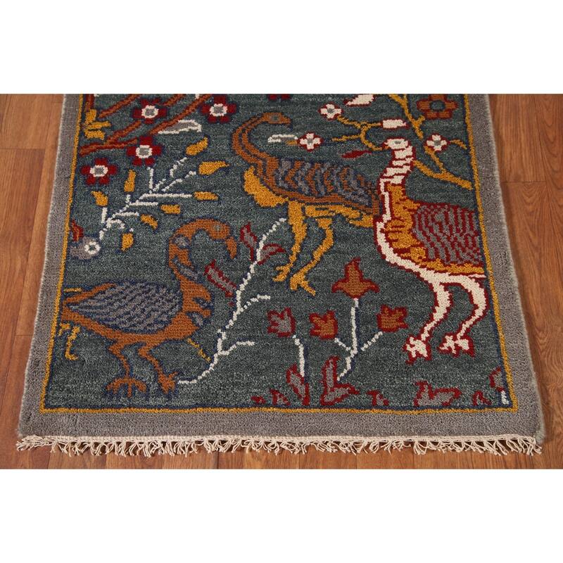 Animal Pictorial Ziegler Accent Rug Hand-Knotted Wool Carpet - 2'6"x 6'0"