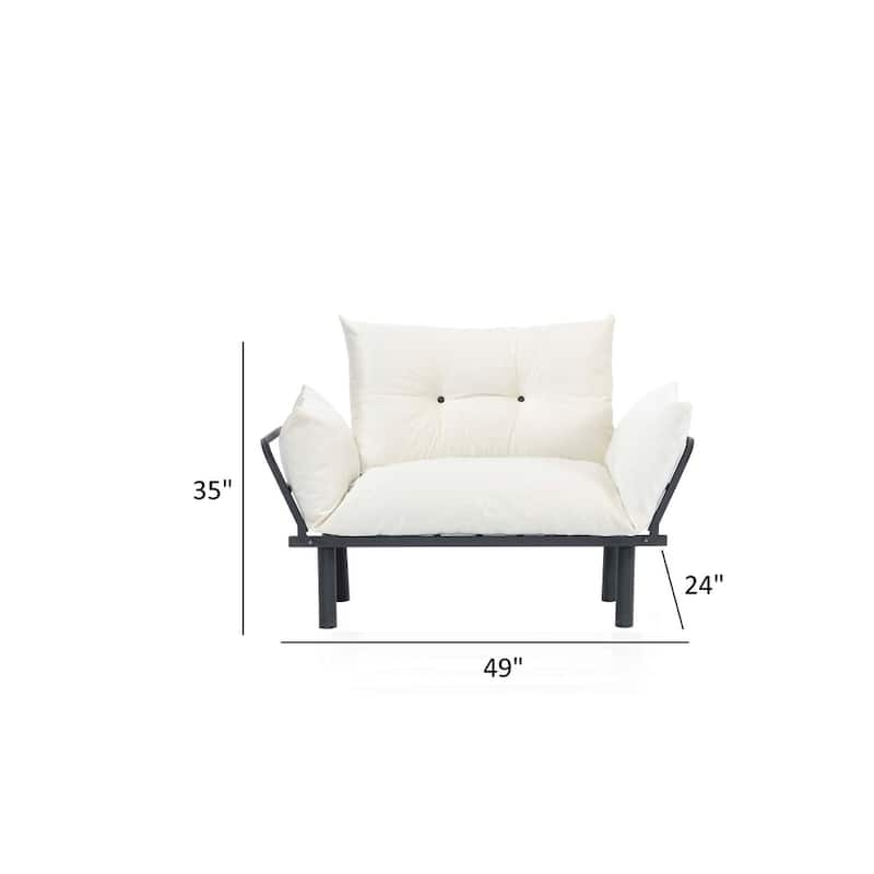 Metal Legs Futon Loveseat - Cream