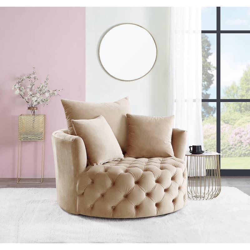 Cavinder Tufted Accent Swivel Chair - Beige