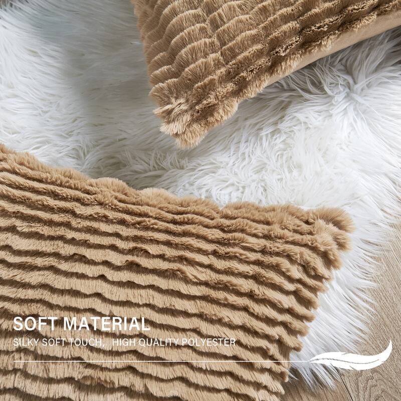 Wavy Pattern FauxFur Pillow Shell Soft Decorative Cushion Cover