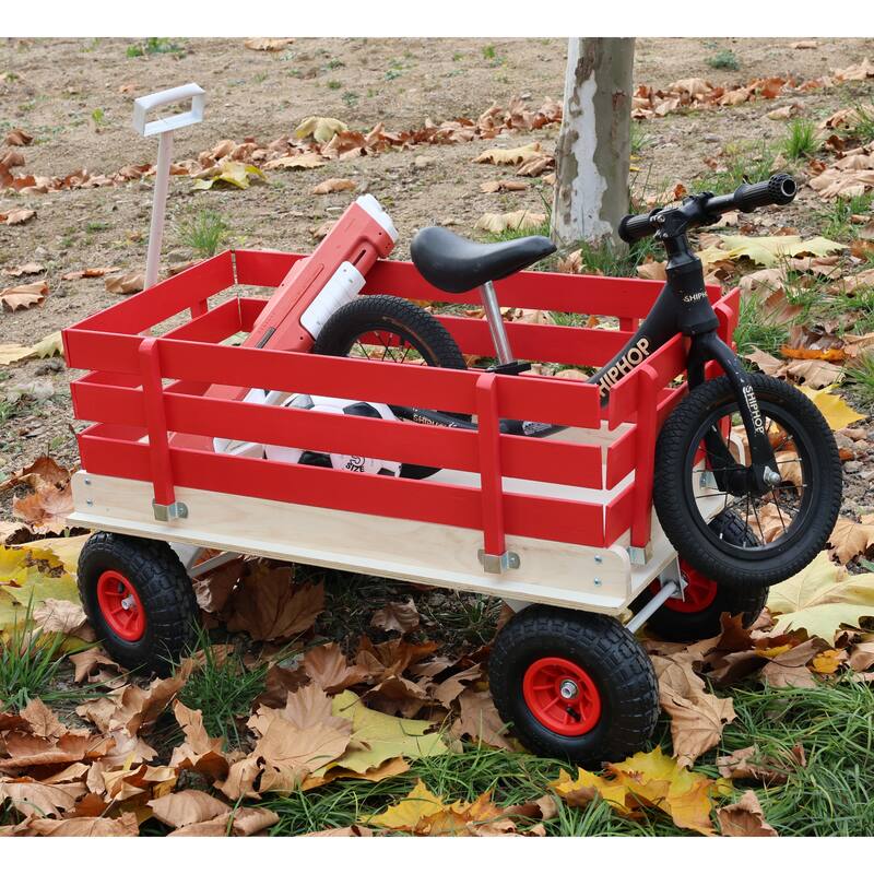Fresh blue wooden household trolley for children's toy transportation/garden tool cart/outdoor portable trolley