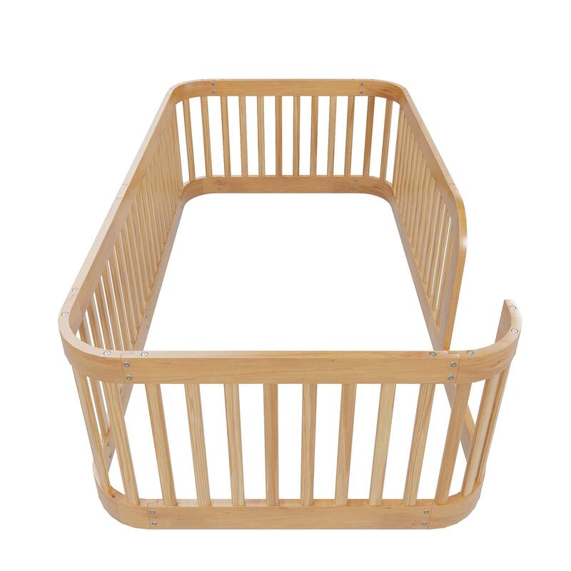 Wooden floor bed frame with enclosure