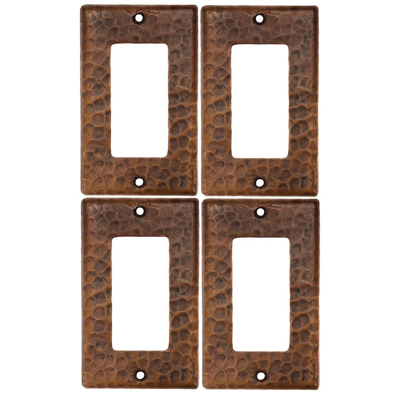 Premier Copper Products Copper Single Ground Fault/Rocker GFI Switchplate Cover - Quantity 4 (SR1_PKG4) - Brown