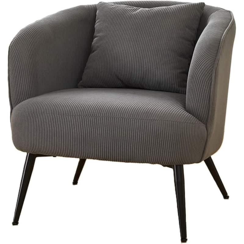 Modern Channel Corduroy Velvet Accent Chair with Black Metal Legs Luxurious Design and Comfortable Seating Ideal