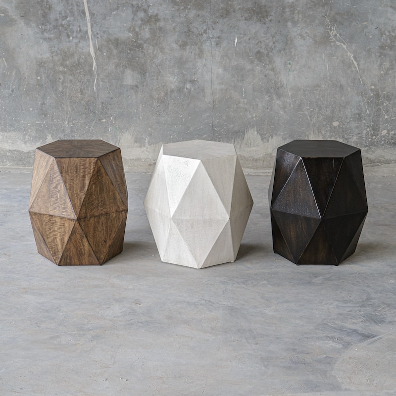 Sunburst Top Geometric Side Accent Table - 18" - White