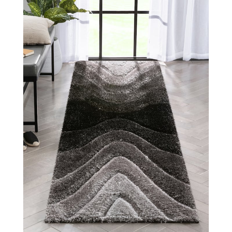 Well Woven San Francisco Luz Geometric Modern Carved Shag Area Rug