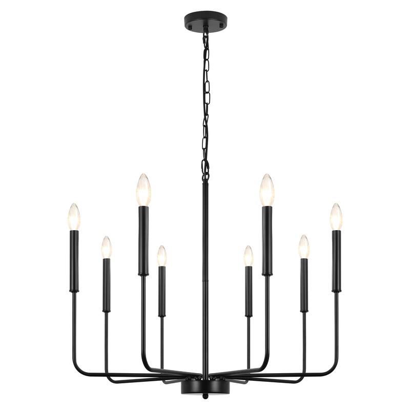 8-Light Modern Farmhouse Candle Chandelier for Kitchen Island Living Dining Room Bedroom