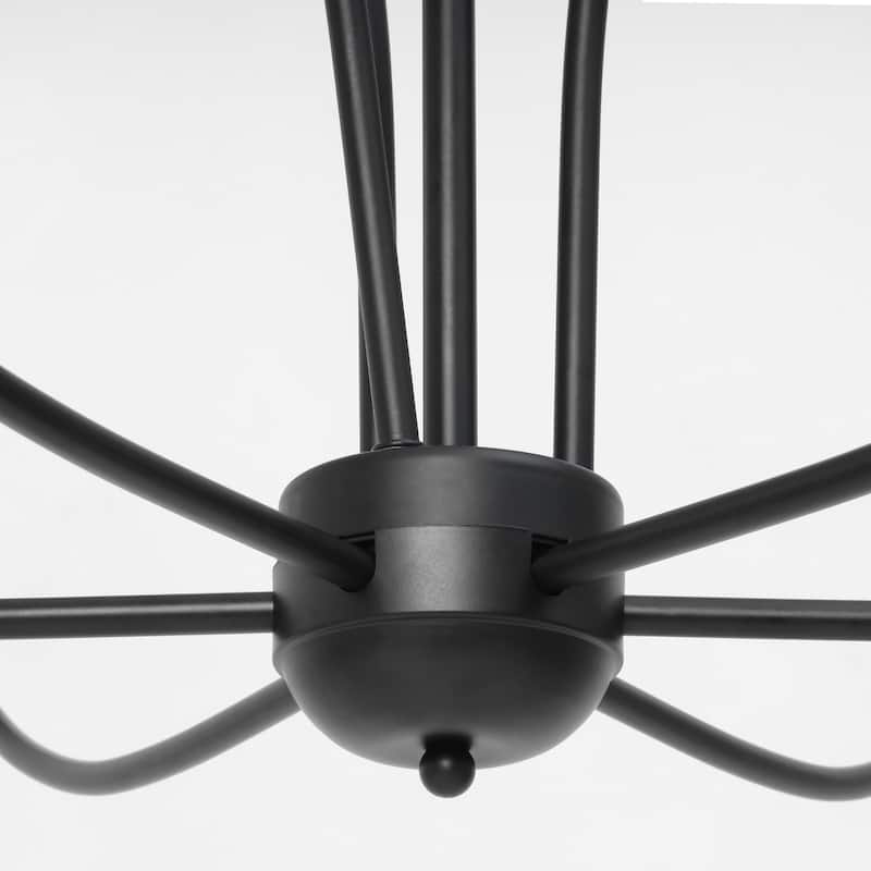 Modern Farmhouse 9-Light Chandelier Black Wheel 2-Tier Candle Lighting for Dining Living Room - D 39.4" x H 31.1"