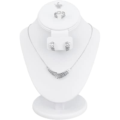 Jewelry Display Necklace Bust,White Faux Leather - S