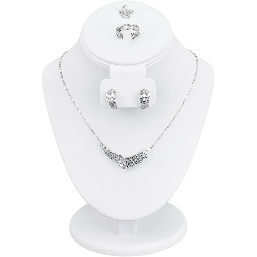Jewelry Display Necklace Bust,White Faux Leather - S