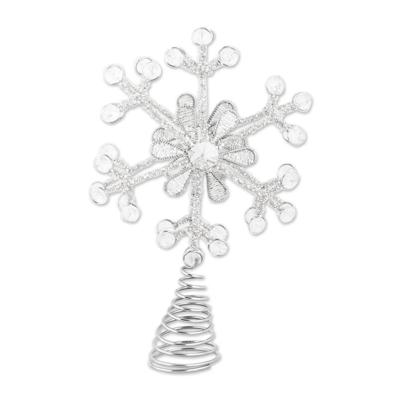 Novica Handmade Sparkling Snowflake Beaded Tree Topper