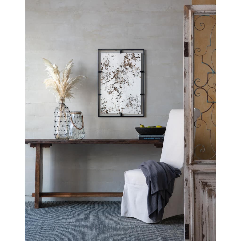 32" x 22" Rectangle Antiqued Wall Mirror Wall Mirror with Black Metal Frame, Home Wall Decor