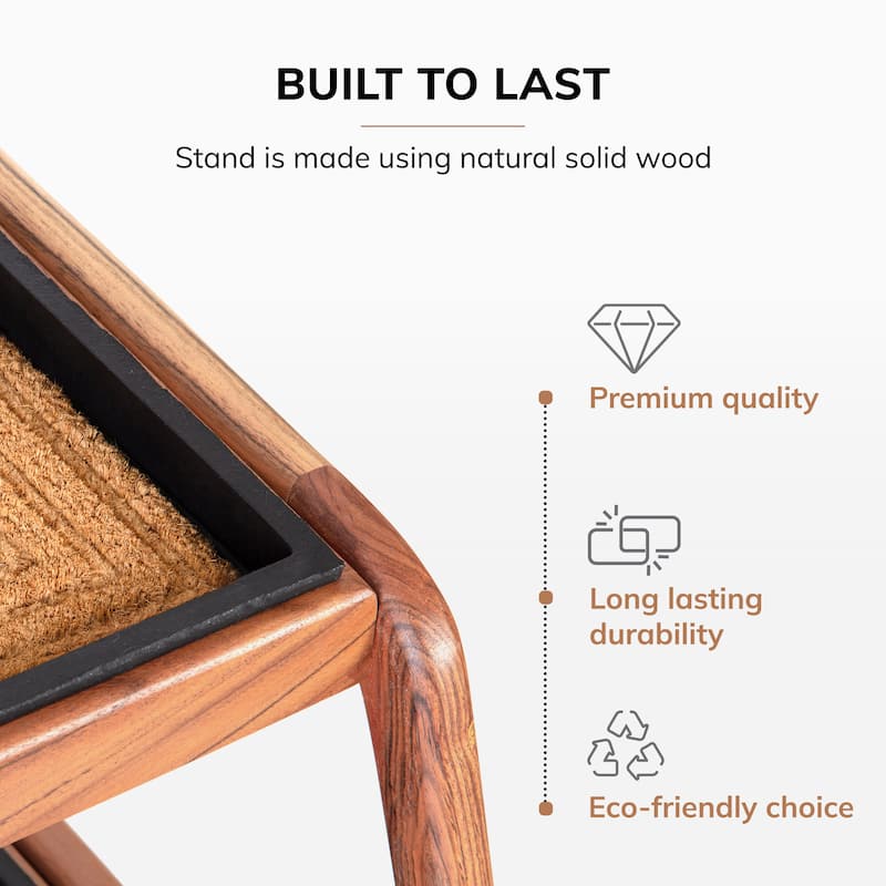 Jani Double-Tier Natural Stand 2-Pair Rubber Boot Trays