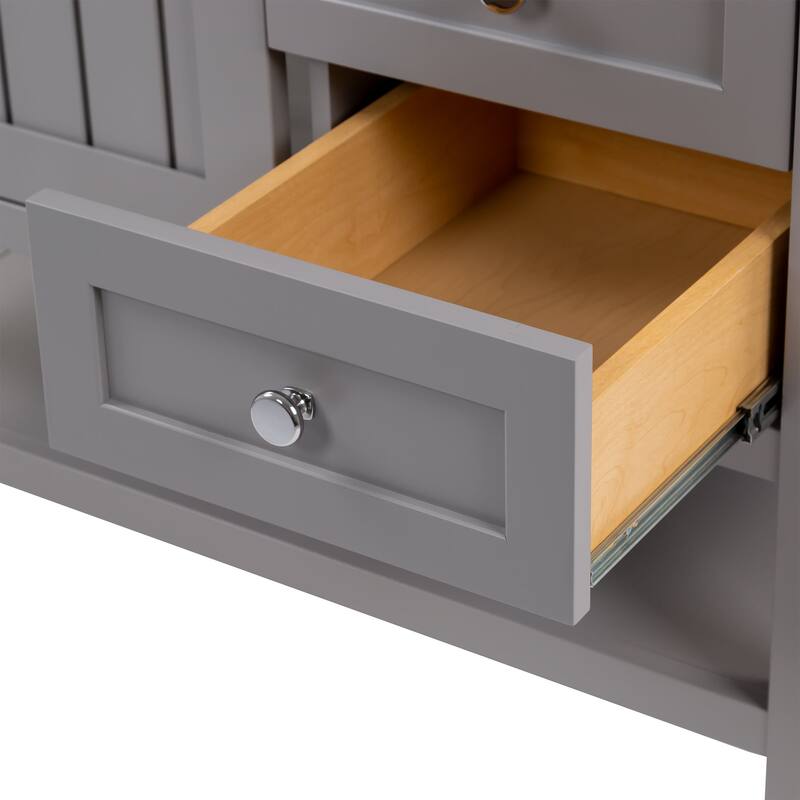 Spring Mill Cabinets Elvet 37" Bathroom Vanity With Cabinet, 2 Drawers, Open Shelf, and Sink Top