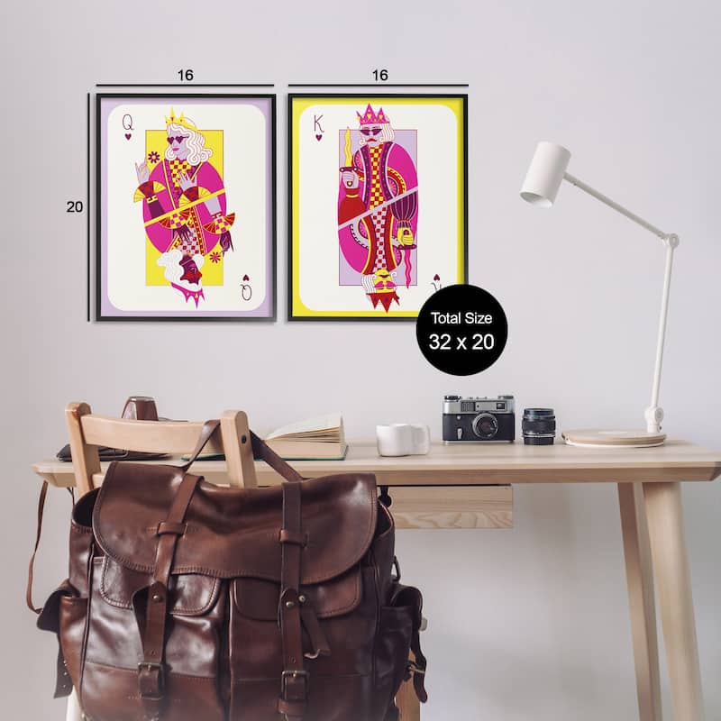 Stupell King & Queen Cards Framed Giclee Art Design By Grace Popp (Set of 2)
