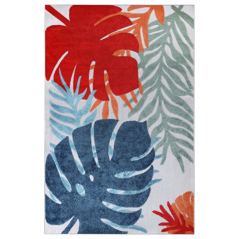 Superior Waikiki Modern Oversized Tropical Leaves Coastal Indoor Outdoor Area Rug