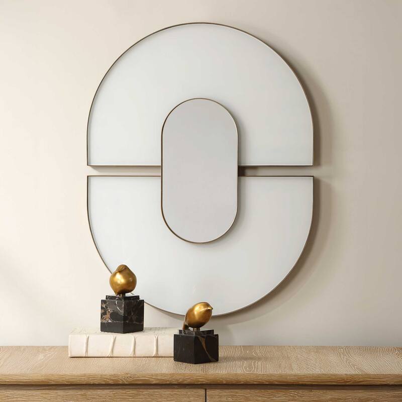 Uttermost Encase Modern White Oval Mirror - 23.50" W x 30.50" H x 1.63" D