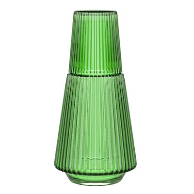 American Atelier Vintage Bedside Water Ribbed Carafe with Lid Tumbler