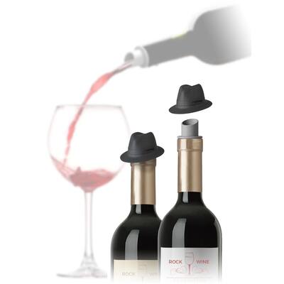 Wine Pourer & Stopper, Top Hat, 2-Pack