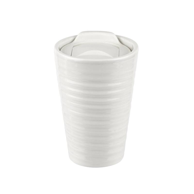 Portmeirion Sophie Conran Travel Mug 8 Ounce Mug with Lid - White