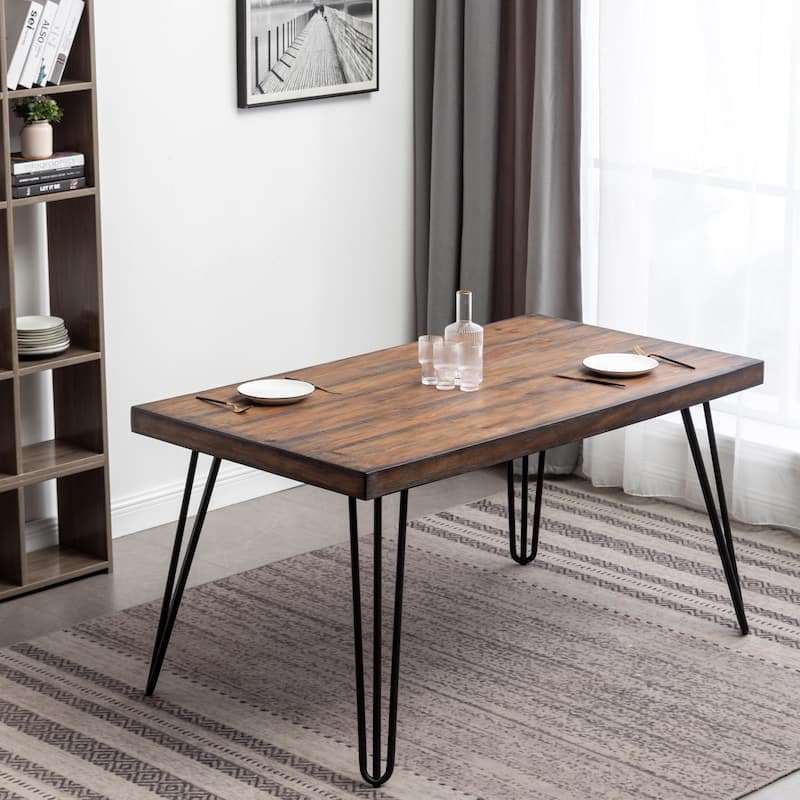 Roundhill Furniture Ashford 7-Piece Dining Set, Hairpin Dining Table with 6 Chairs