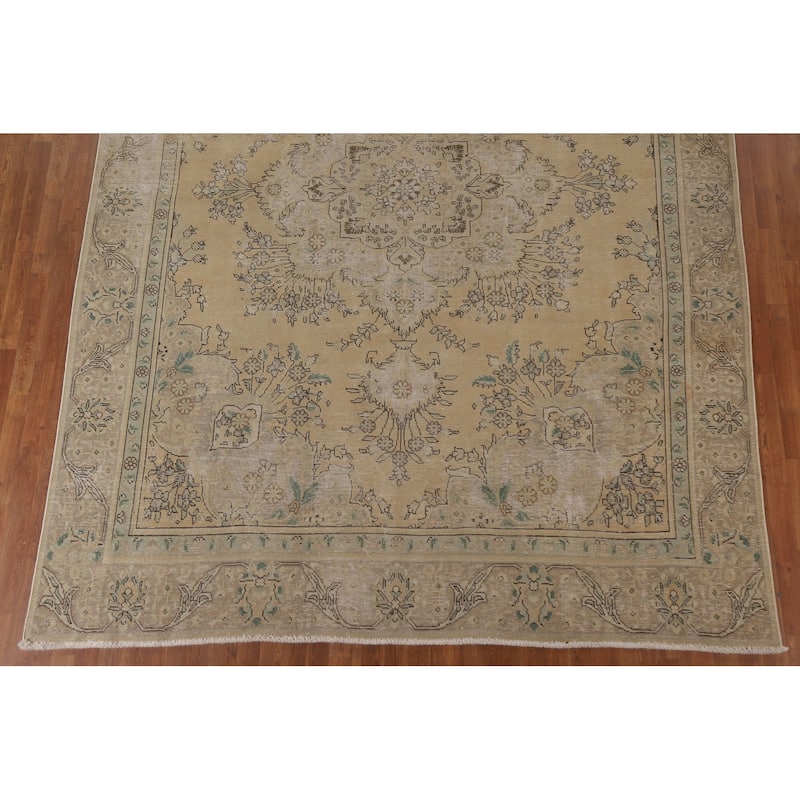 Geometric Tabriz Persian Vintage Rug Handmade Traditional Wool Carpet - 9'2" x 12'5"