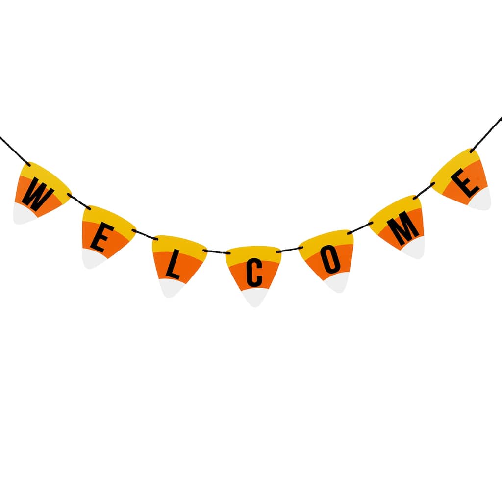 National Tree Company 31" Candy Corn "Welcome" Hanging Banner