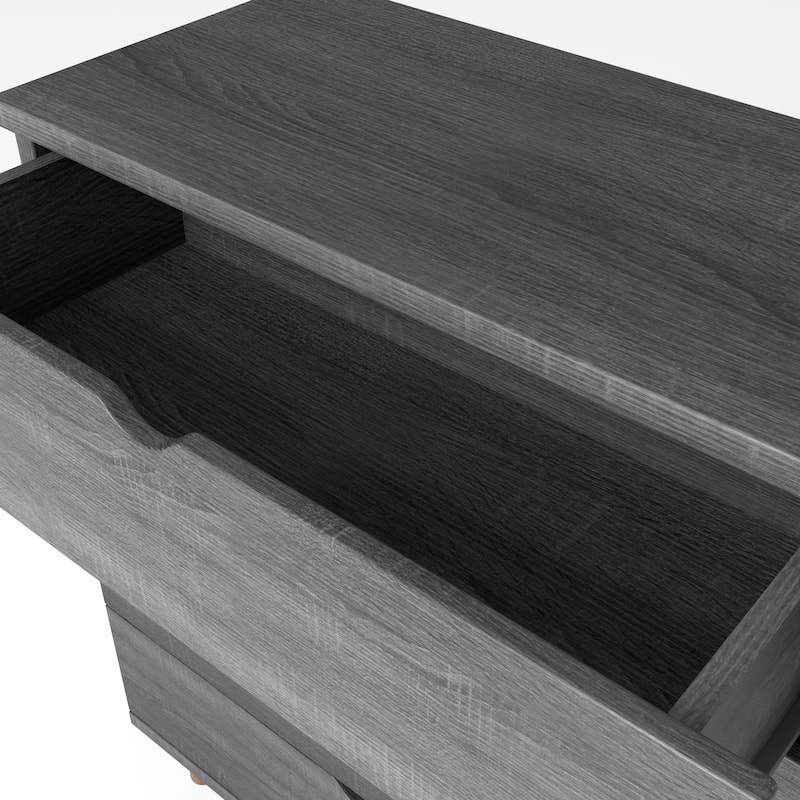 DH BASIC Mid-Century Modern Distressed Grey 31-inch Wide 4-Drawer Vertical Dresser by Denhour
