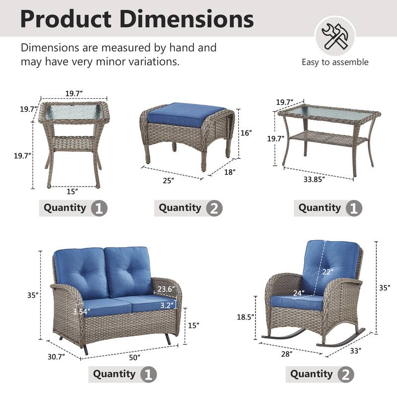 Gymojoy Outdoor Wicker Patio Furniture Loveseat Glider & Chair Set Weather-Resistant