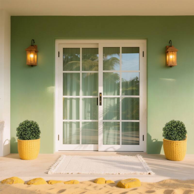 55cm Artificial Topiary Boxwood Ball Trees-Faux Evergreen Potted Shrubs for Porch, Patio, or Entryway Decor, 2pcs/set