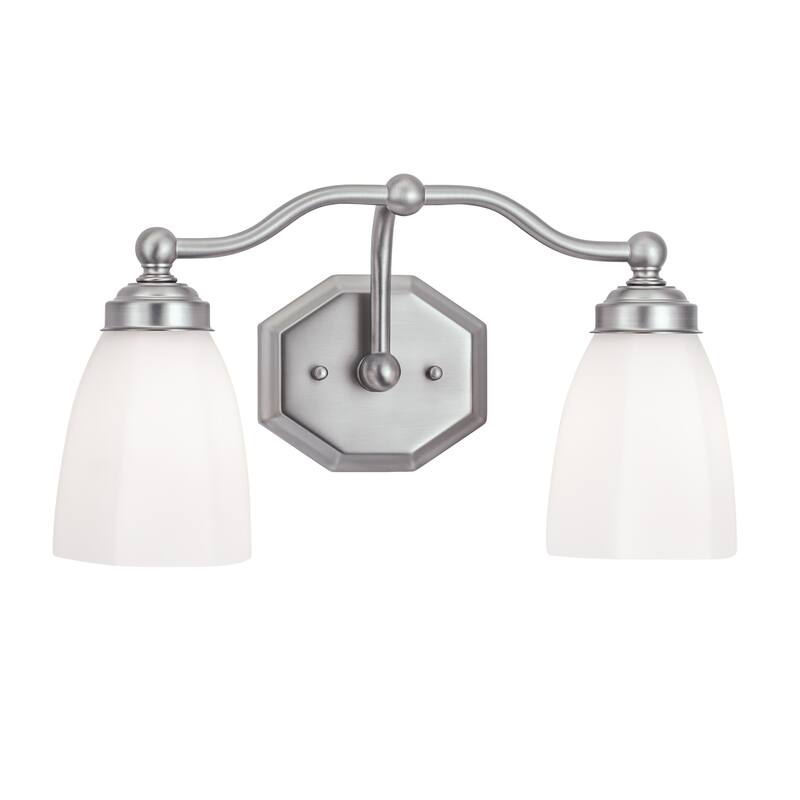 Trevi Vanity Sconce with Hexagonal Opal Glass - 2 light - Brushed Nickel