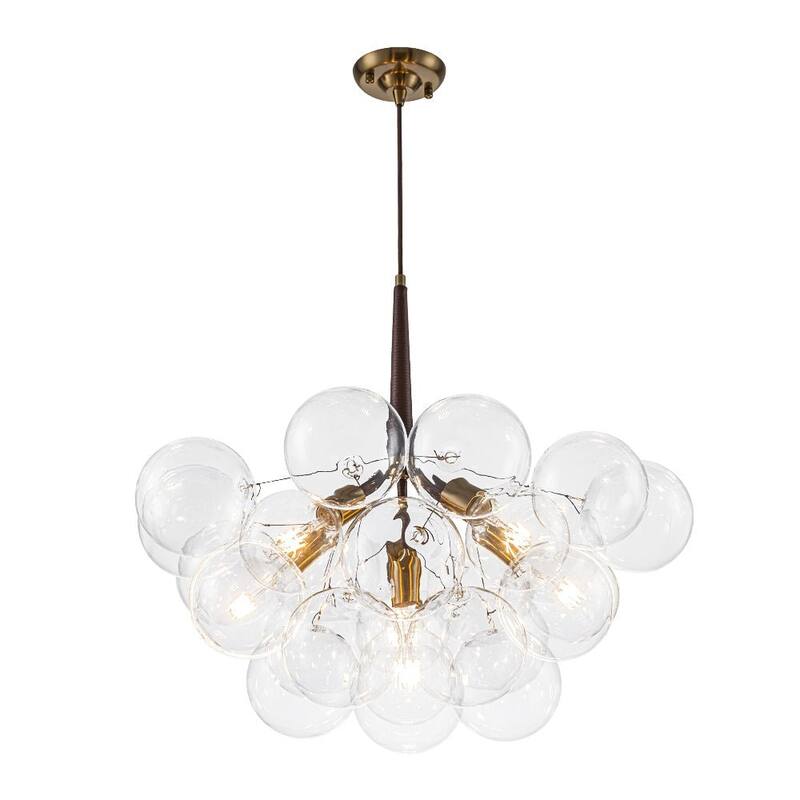 Contemporary Clear Glass Globe Bubble Chandelier
