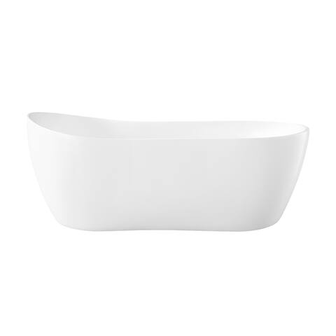 OVE Decors Isaac 58 in. Seamless White Acrylic Freestanding Slipper Bathtub