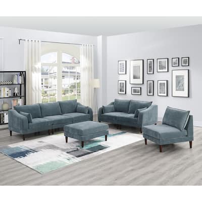 6pcs Modular Sofa Set, Grayish Fabric, 93x33x31 inches, 200 pounds