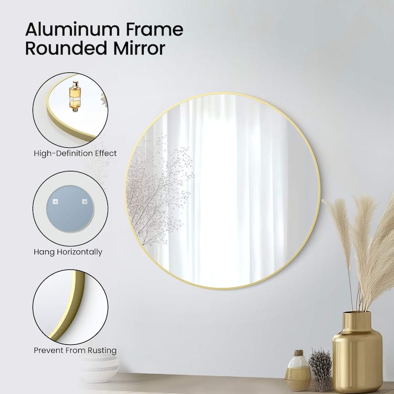 32 Inch Shatterproof Wall Mount Metal Frame Mirror