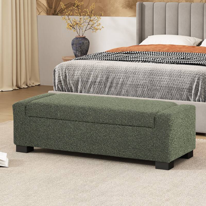 Fabric Upholstered Storage Ottoman with Flip-Lid Top