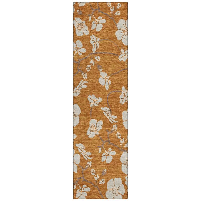 Machine Washable Indoor/ Outdoor Calm Floral Chantille Rug