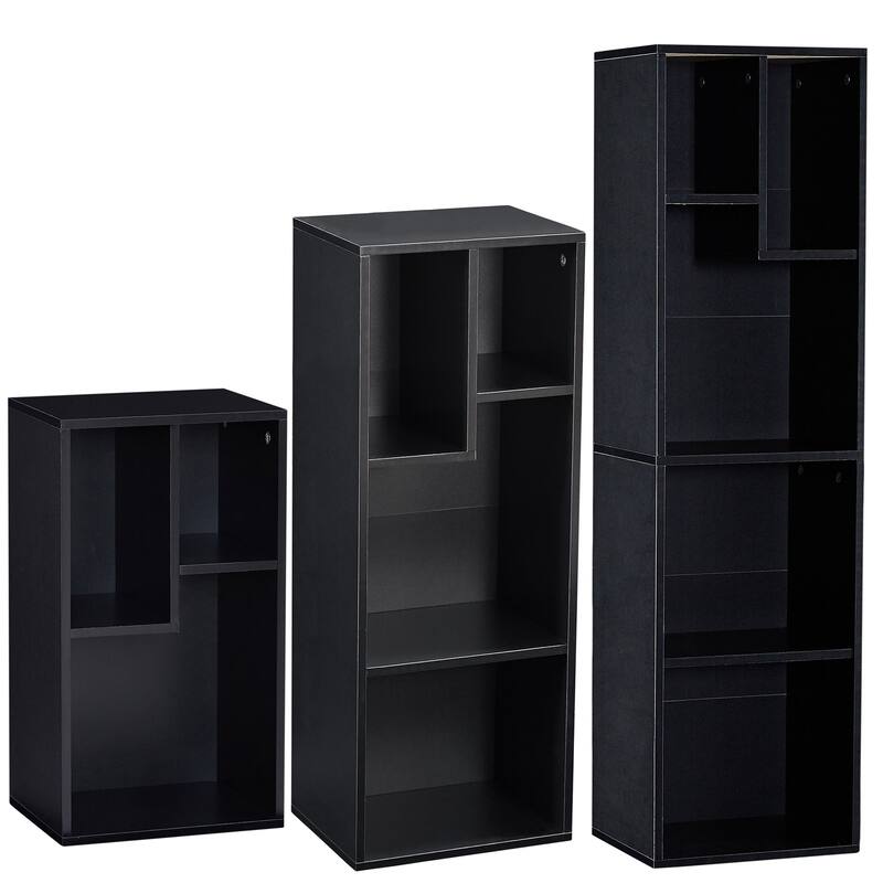VECELO Set of 3 Cube Bookshelves 2/3/4-Tier Open Shelf Bookcase with Irregular Cubes for Living Room Study Bedroom Office