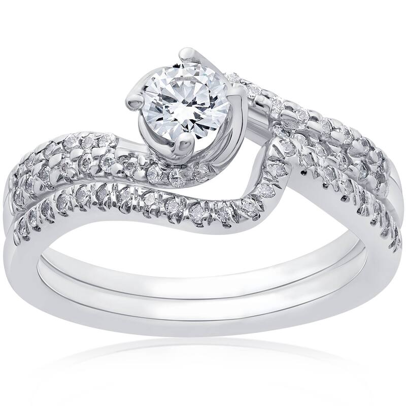 1ct Diamond Engagement Ring Set White Gold