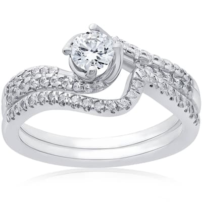 1ct Diamond Engagement Ring Set White Gold