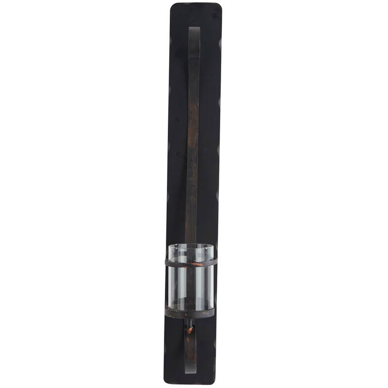 Black Metal Long Pillar Scroll Wall Sconce - 8 x 5 x 36